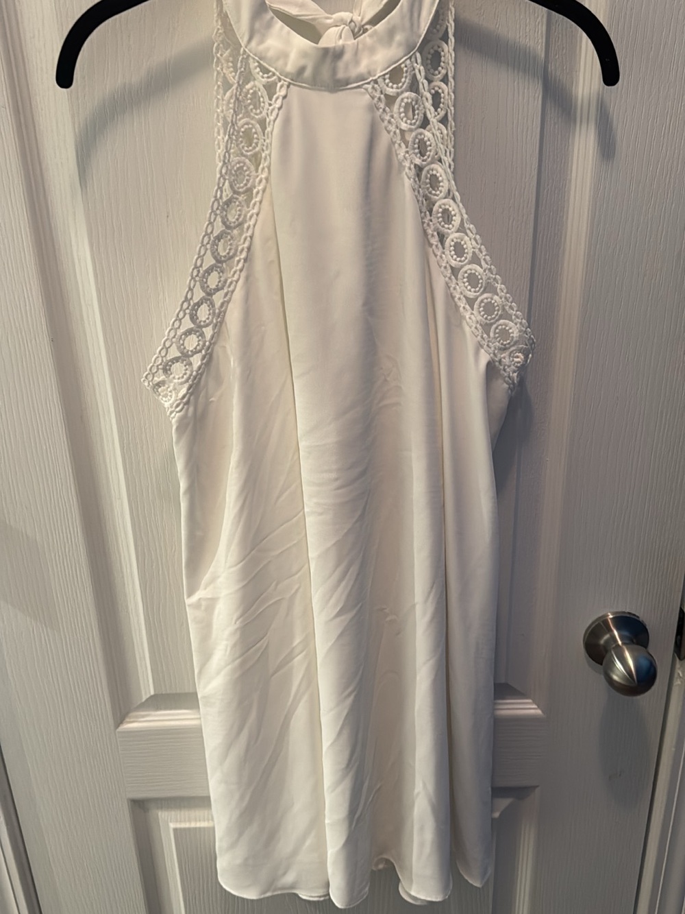 Lulu's Ivory Halter Lace-Trim Mini Dress